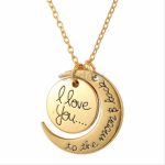 Charm Family Gift Personal I LOVE YOU TO THE MOON AND BACK Moon Pendant Necklace