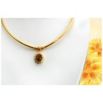 Tiger Eye Crystal Princess Style Pendant with Gold Plated Lasso